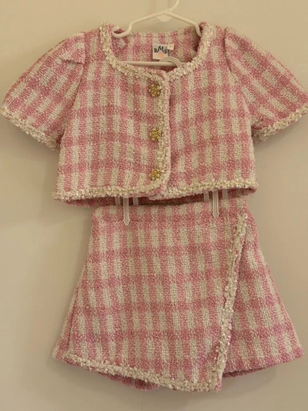 My Own Fashion Show Gingham Tweed Top and Skort Set